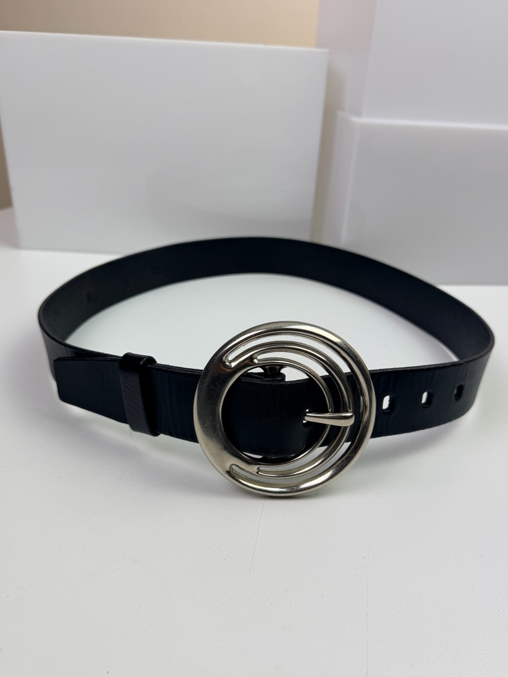 Silpada Black Leather Belt Size Large